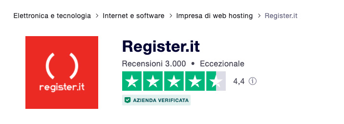 3.000 recensioni TrustPilot - Register.it