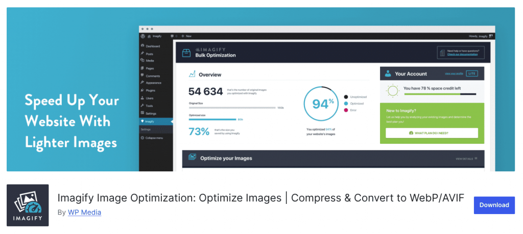 Immagine di copertina nel repository di WordPress di Imagify, il plugin per l’ottimizzazione delle immagini.