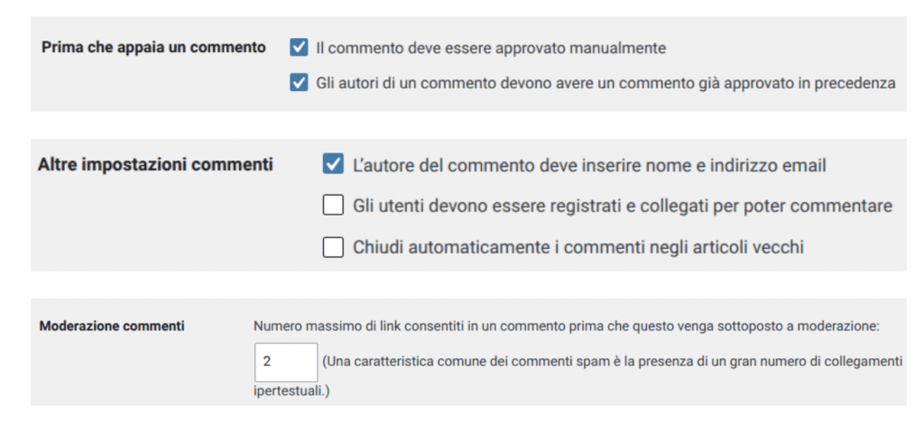 Impostazioni di discussione su WordPress