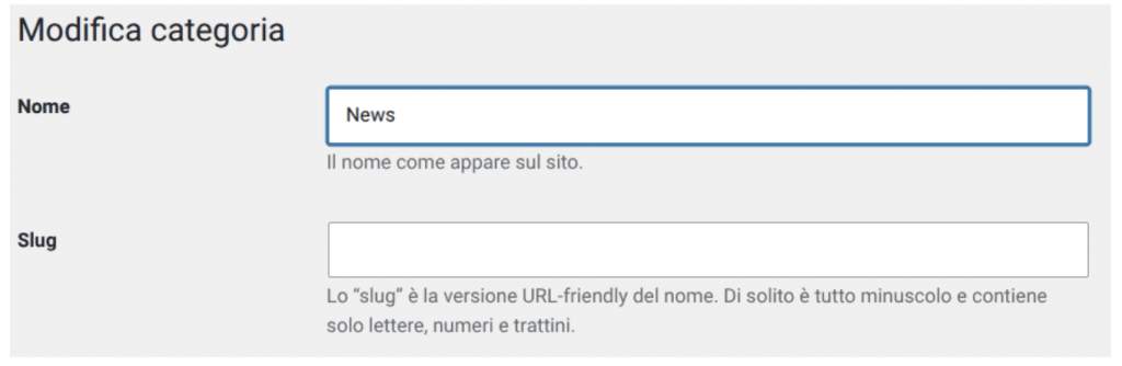 Modifica categoria su WordPress